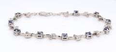 Fabulous White Gold 1.10ctw Sapphire and Diamond Floral Link Bracelet