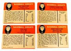 4 - 1961 Fleer Baseball Greats Cards