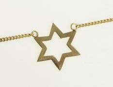 14K Yellow Gold Star of David Jewish Faith Symbol Chain Necklace