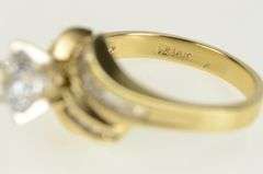 14K Yellow Gold Round Wavy CZ Travel Engagement Baguette Ring