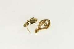 14K Yellow Gold Diamond Baguette Loop Twist Design Stud Earrings