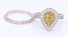 Incredible White Gold Fancy Yellow Diamond Wedding Set