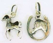 2 Fine Sterling Silver Horse Pendants