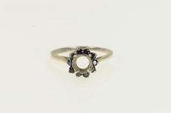 14K White Gold 7.25mm Sapphire Halo Engagement Setting Ring