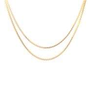 14K Yellow Gold 1.2mm Box Link Classic Fancy Square Chain Necklace
