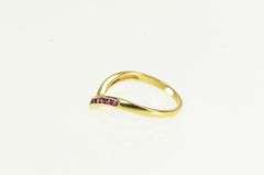 18K Yellow Gold Chevron Ruby Diamond Vintage Band Ring