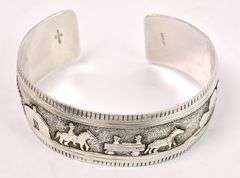 Native American Cuff Bracelet In Sterling Silver