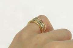 14K Yellow Gold Tri Tone Diamond Layered Statement Band Ring