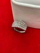 LADIES 10K WHITE GOLD AND DIAMOND PYRAMIDE RING