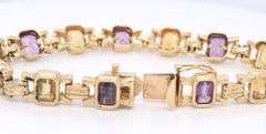 Powerful Yellow Gold 11ctw Amethyst and Citrine Bracelet