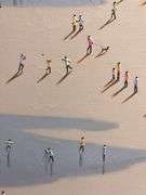 Extra Large Beach Painting with Textured Figures!