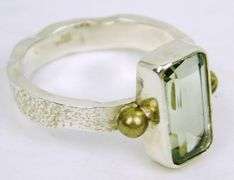 Sterling Green Amethyst Ring, Size 7