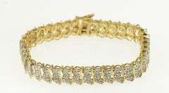 14K Yellow Gold 1.14 Ctw Diamond Wavy Bar Link Tennis Bracelet