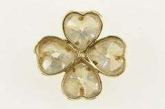 14K Yellow Gold Heart CZ Clover Cluster Diamond Accent Pendant
