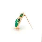 14K Yellow Gold 1960's Green Glass Ruby Kitty Cats Kittens Pin/Brooch
