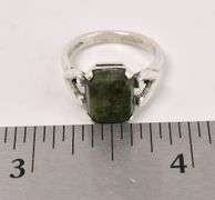 Green Gemstone Ring In Sterling Silver