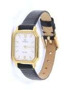 Omega De Ville Quartz Black Leather Strap Ladies Watch