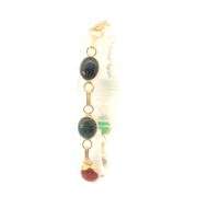14K Yellow Gold Ancient Egyptian Scarab Symbol Carved Stone Bracelet