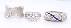 925 Sterling Silver Cubic Zirconia Rings and Charm Pendant