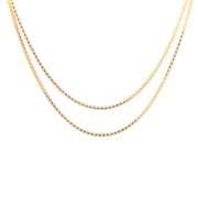 14K Yellow Gold 1.2mm Box Link Classic Fancy Square Chain Necklace
