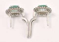 Amazing 3.10CTW Natural Emerald & 1.25CTW Diamond Earrings in Sterling Silver