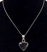 Black Onyx Heart Pendant Necklace in Sterling Silver
