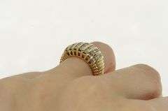 14K Yellow Gold 1.00 Ctw Diamond Striped Domed Band Ring