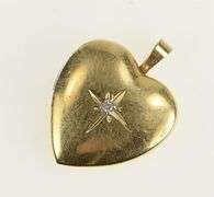 14K Yellow Gold Diamond Heart Love Picture Photo Locket Pendant