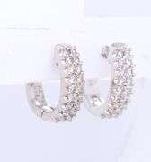 Stunning White Gold Two Row Diamond Huggie Earrings