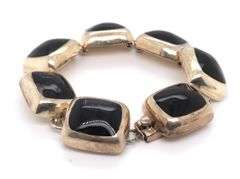 Vintage 925 Sterling Silver Mexico Black onyx Bracelet