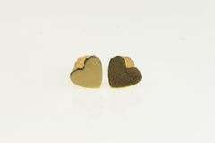 14K Yellow Gold Classic Simple Heart Love Symbol Stud Earrings