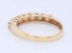 Gorgeous  Yellow Gold Seven Pearl Stacking Band