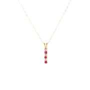 14K Yellow Gold Diamond Natural Ruby Drop Bar Vintage Pendant