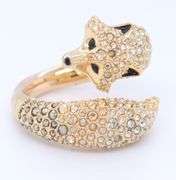 Swarovski Yellow Gold Plating Crystal March Fox Motif Ring