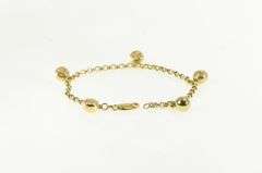 14K Yellow Gold Vintage Puffy Moon Face Fringe Tassel Chain Bracelet