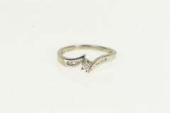 10K White Gold Vintage Classic Diamond Promise Bypass Ring