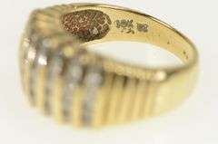 14K Yellow Gold 1.00 Ctw Diamond Striped Domed Band Ring