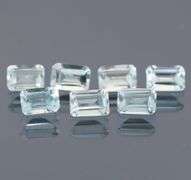 Large 5.40ct platinum blue emerald cut Topaz set