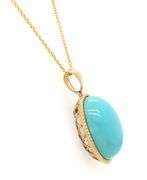 New Effy Gemma Oval Turquoise Pendant Necklace in 14K