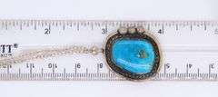 Vintage 925 Sterling Silver Turquoise Pendant on Chain