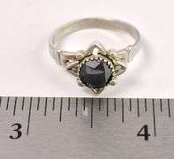 Black Gem Ring In Sterling Silver