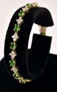 Vermeil Emerald and CZ Bracelet In Sterling Silver