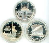 Three Different Proof Commemorative Silver Dollars: 1984, 1986-S, & 1987-S