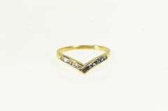 18K Yellow Gold Chevron Sapphire Diamond Vintage Band Ring