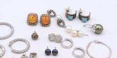 Group Lot of Vintage 925 Sterling Silver Earrings