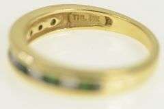 14K Yellow Gold Diamond Emerald Vintage Wedding Band Ring