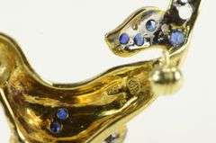 14K Yellow Gold Sapphire Inset Seal Sea Lion Animal Pin/Brooch