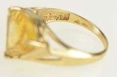 14K Yellow Gold Shield Cut Citrine Vintage Ornate Statement Ring