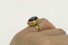 18K Yellow Gold Blue Enamel Flower Bouquet Domed Cocktail Ring