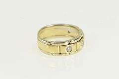 14K Yellow Gold Diamond Watch Chain Pattern Wedding Band Ring